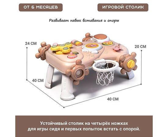 Многофункциональная каталка-ходунки + развивающий игровой столик
