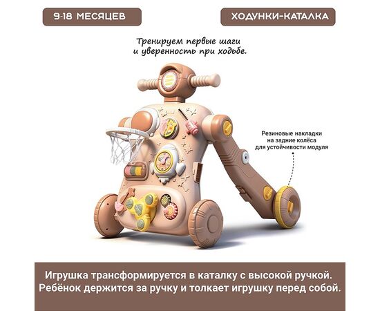 Многофункциональная каталка-ходунки + развивающий игровой столик