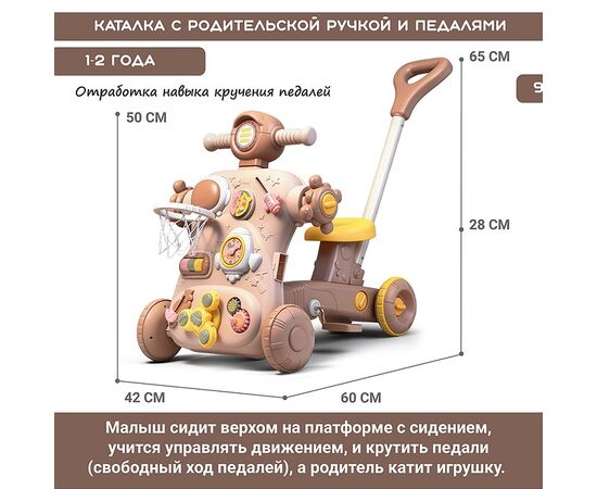 Многофункциональная каталка-ходунки + развивающий игровой столик