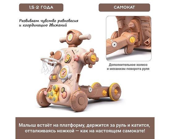 Многофункциональная каталка-ходунки + развивающий игровой столик