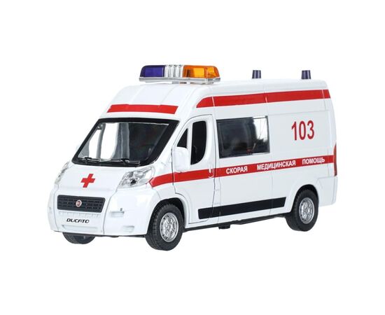 Машина металлическая FIAT DUCATO СКОРАЯ 14 см, свет-звук