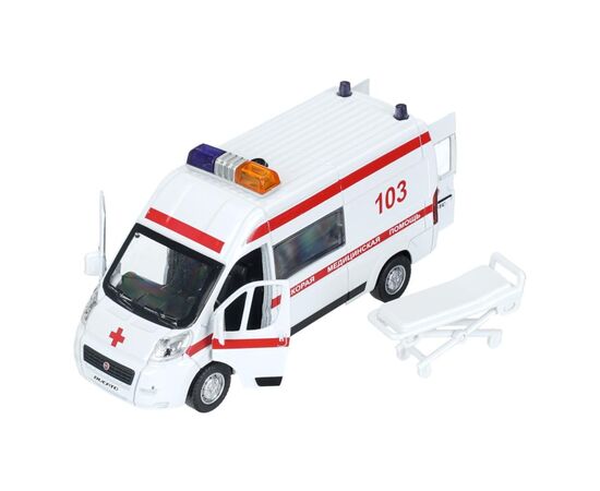 Машина металлическая FIAT DUCATO СКОРАЯ 14 см, свет-звук