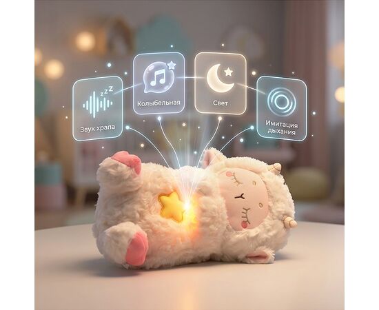 Мягкая игрушка со звуком для малышей "Овечка соня"