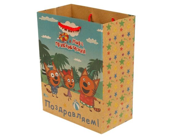 Пакет подарочный крафтовый "Три Кота" 18 х 23 х 10 см