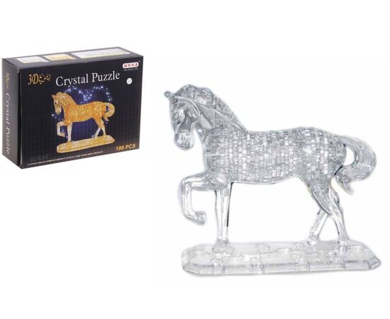 Кристаллический 3D пазл "Лошадь с подставкой", 100 деталей