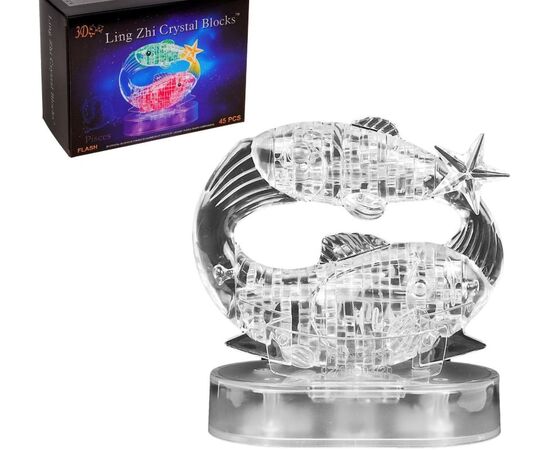 Кристаллический 3D пазл с подсветкой "Знак зодиака. Рыбы", 45 деталей