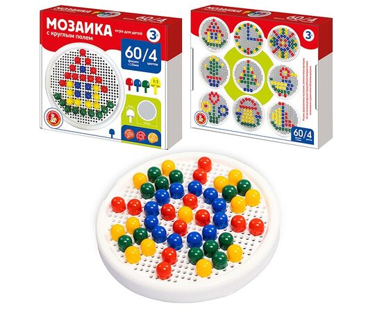 Мозаика с круглым полем, 60 фишек, 4 цвета
