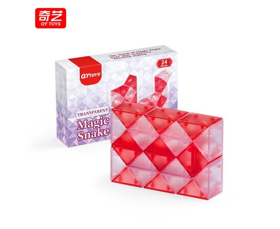 Антистресс-головоломка QiYi Toys Змейка прозрачная (Magic Snake), 24 сегмента (микс 3 вида) [цена за шт.] (EQY10140)