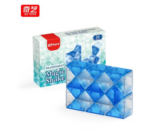 Антистресс-головоломка QiYi Toys Змейка прозрачная (Magic Snake), 24 сегмента (микс 3 вида) [цена за шт.] (EQY10140)