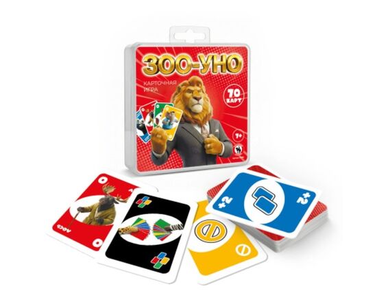 Карточная игра для детей "Зоо-Уно" 70 карт