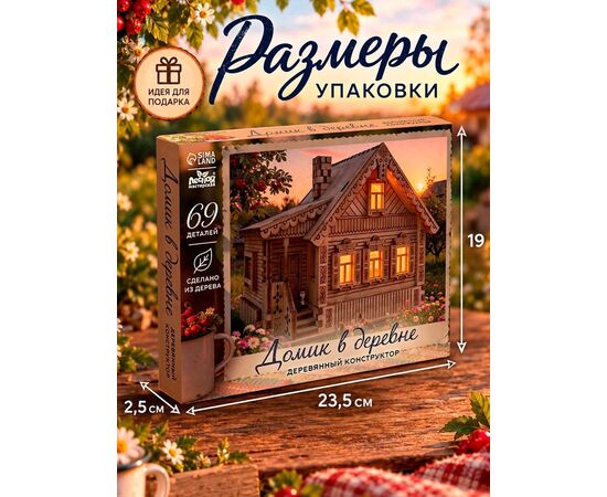 Деревянный конструктор "Деревянный дом", с подсветкой