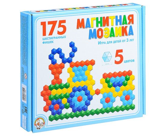 Мозаика магнитная, 175 фишек, 5 цветов