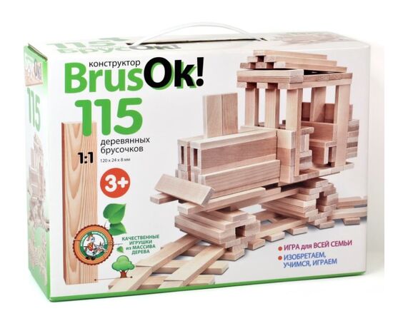 Конструктор деревянный "BrusOк!", 115 деталей