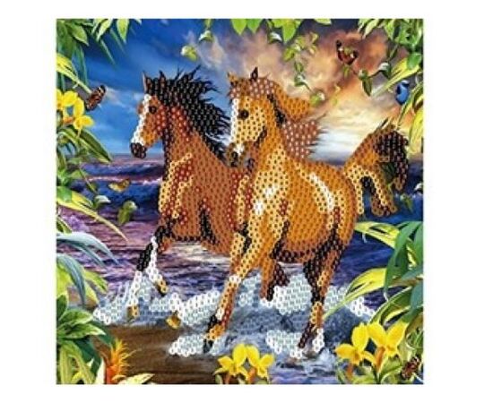 Картина из пайеток с подрамником "Лошади на берегу моря"