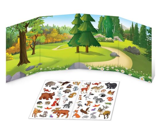 Набор книжек с многоразовыми наклейками "Изучаем животных"