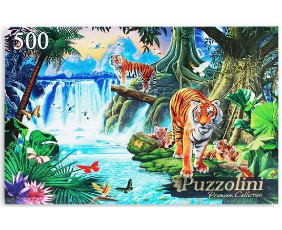 Пазл Puzzolini 500 элементов "Тигры в джунглях"