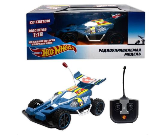 Hot Wheels багги на р/у, масштаб 1:18, со светом, синий, на батарейках