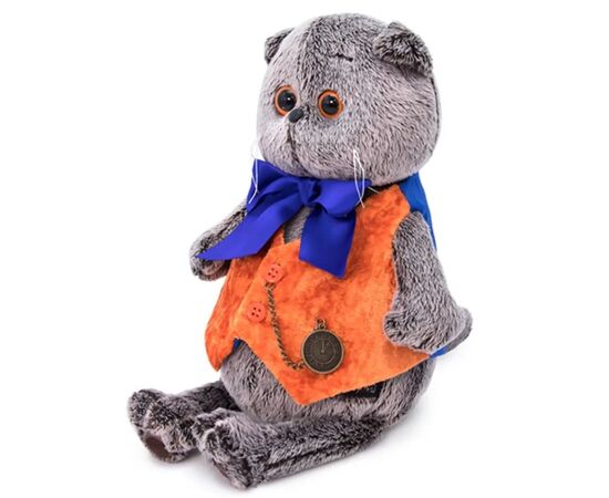 Кот Басик "В жилете с часами" 19 см