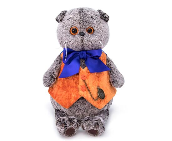 Кот Басик "В жилете с часами" 19 см