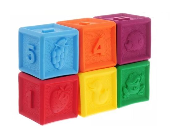 Набор резиновых кубиков "Цвета" 6 шт
