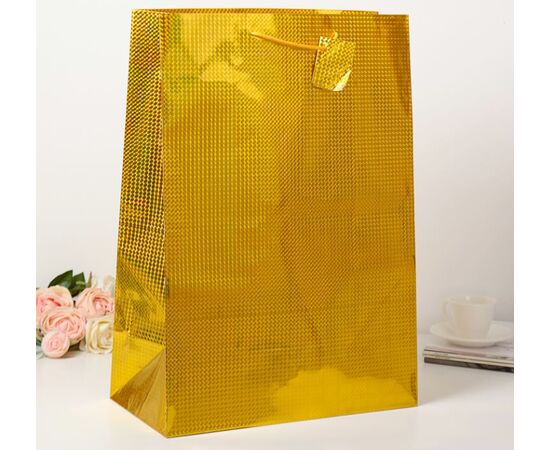 Пакет голографический, цвет золото 42 на 60 см