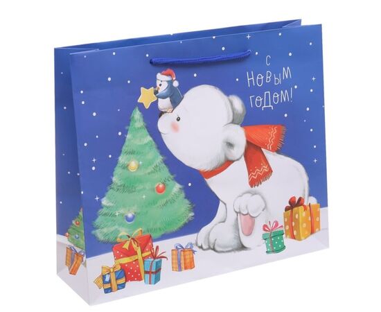 Пакет подарочный "Белый мишка", 27×23 см