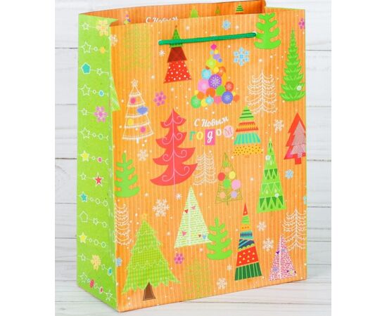 Пакет подарочный "Чудесные елочки", 27×23 см