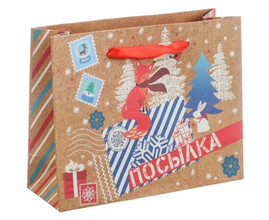 Пакет подарочный "Зимняя посылка", 27×23 см
