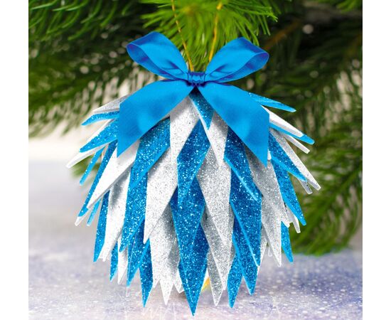 Сделай сам новогодний елочный шар из EVA, цвет сине-серебристый