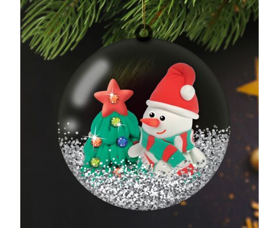 Сделай сам новогодний елочный шар "Снеговик", с массой для лепки