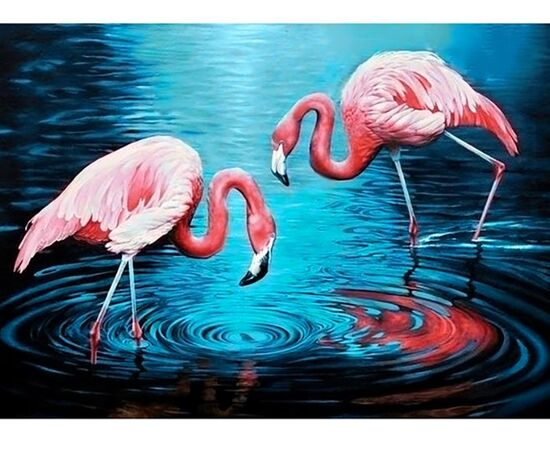 Алмазная вышивка "Фламинго на озере"
