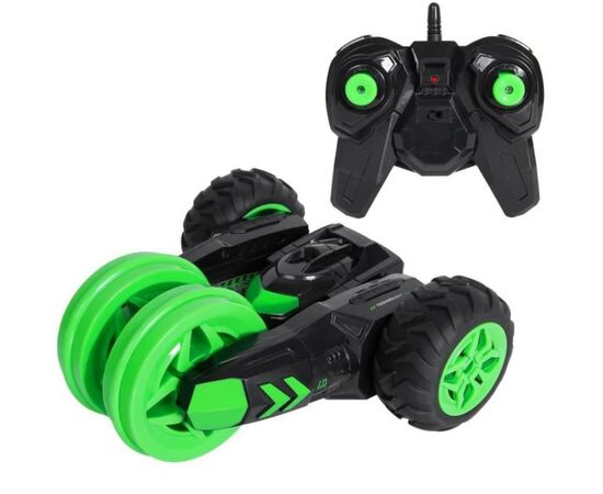 Трюковая трехколесная машина - перевертыш на р/у черно - зеленый цвет