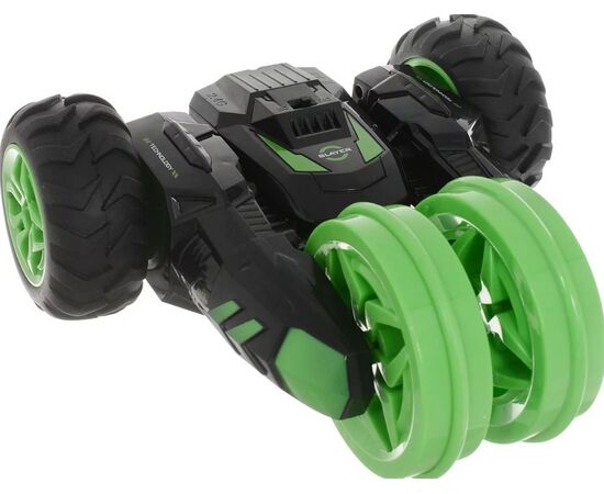 Трюковая трехколесная машина - перевертыш на р/у черно - зеленый цвет