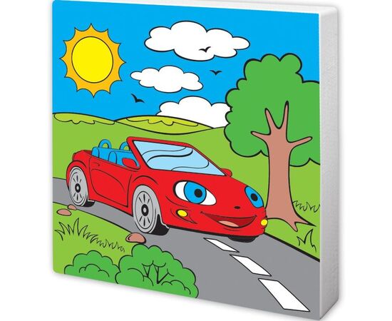 Роспись по холсту "Машинка", 15×15 см + пайетки