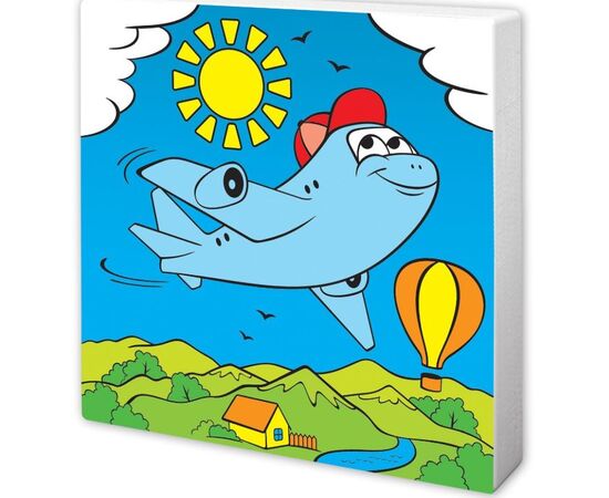 Роспись по холсту "Самолетик", 15×15 см + пайетки