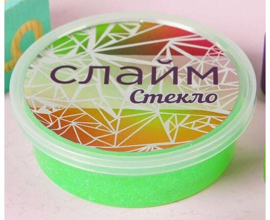Слайм "Стекло" с зелеными блестками, 100 гр