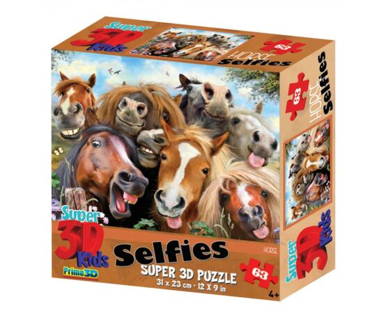 Стерео пазл PRIME 3D "Селфи лошадей" 63 детали