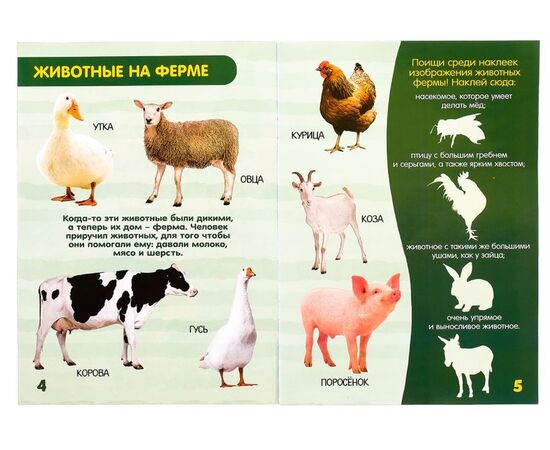 Книжка с наклейками "Животные" с познавательными фактами