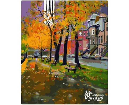 Роспись по холсту "Осень в парке" 40×50 см