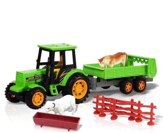 Трактор с прицепом "Животные на ферме" 29см