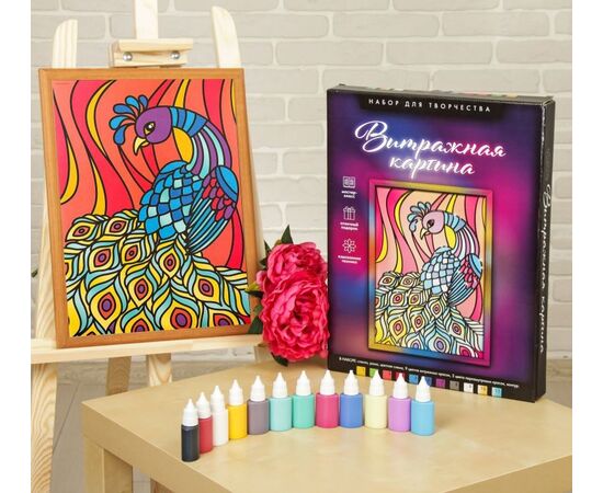 Витражная картина А3 "Павлин"