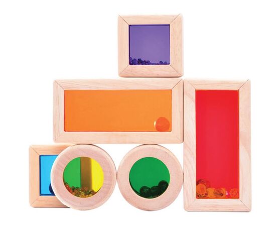 Радужные блоки со звуком в деревянном контейнере