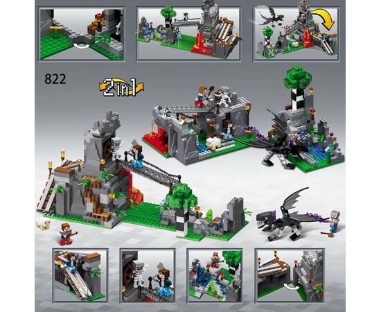 Конструктор Jisi Bricks (Decool) "Майнкрафт. Атака Дракона Эндера", 609 деталей