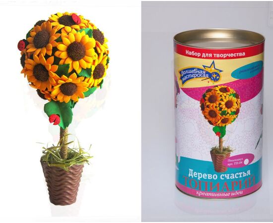 Делаем декоративное деревце "Подсолнухи"