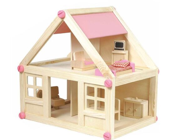 Кукольный дом из дерева с мебелью