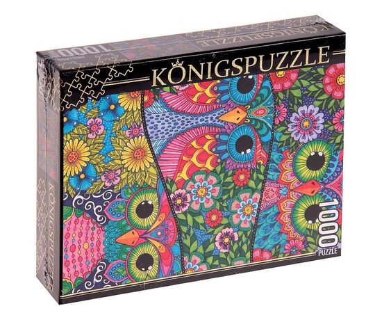 Пазл "Цветные совы" 1000 деталей, Konigspuzzle