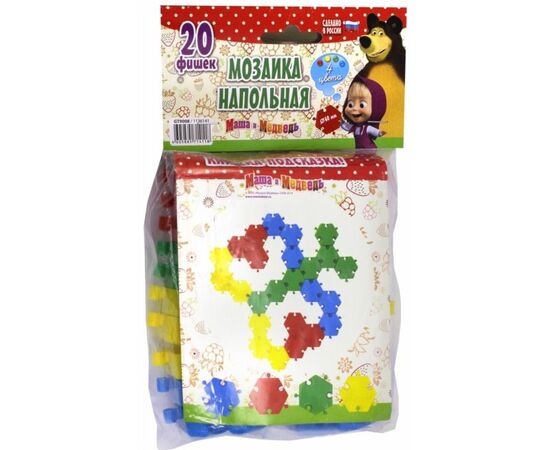 Мозаика напольная "Маша и Медведь" 20 фишек, 4 цвета