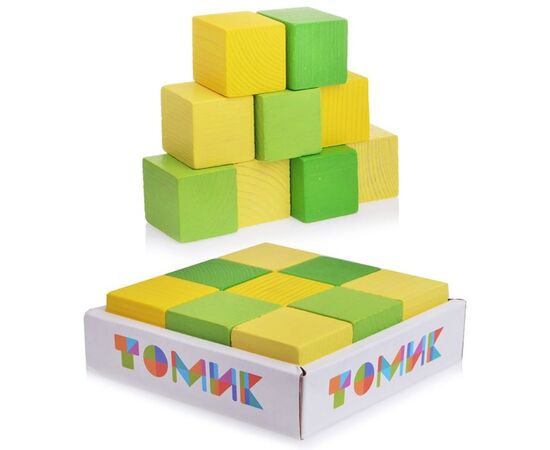 Цветные мини кубики из дерева, 9 штук