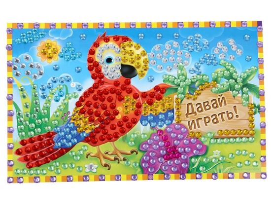 Аппликация стразами "Попугайчик"