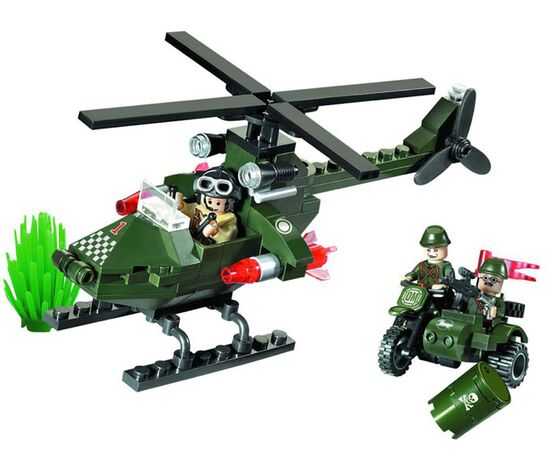 Конструктор "Военный вертолет и мотоцикл" 119 деталей